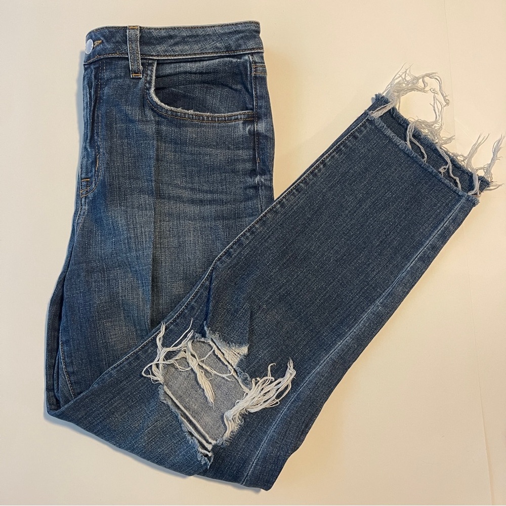 L’agence Distressed Medium Wash Jeans